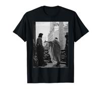 Jésus Christ Arresté Ponce Pilate Peinture Biblique Noir T-Shirt