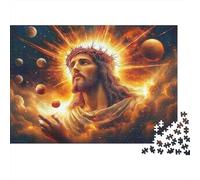 Jésus Christ Cosmique Puzzle 1000 Pièces Adulte sans Poussière, Puzzle Difficile énigme De Compétence Logique pour Une Activité Zen, Puzzle Cadeau d'anniversaire 38x26cm/1000pcs