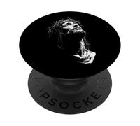 Jésus Christ Couronne d'épines Noir et Blanc Ligne Art PopSockets PopGrip Adhésif