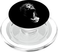Jésus Christ Couronne d'épines Noir et Blanc Ligne Art PopSockets PopGrip pour MagSafe