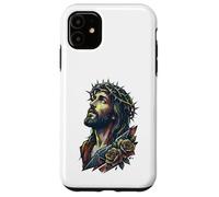 Jésus Christ Couronne Épines Roses Rouges Religieuse Foi Sauveur Coque pour iPhone 11