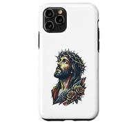 Jésus Christ Couronne Épines Roses Rouges Religieuse Foi Sauveur Coque pour iPhone 11 Pro