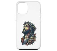 Jésus Christ Couronne Épines Roses Rouges Religieuse Foi Sauveur Coque pour iPhone 12/12 Pro