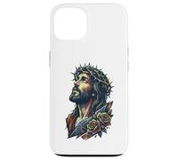 Jésus Christ Couronne Épines Roses Rouges Religieuse Foi Sauveur Coque pour iPhone 13