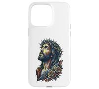Jésus Christ Couronne Épines Roses Rouges Religieuse Foi Sauveur Coque pour iPhone 15 Pro Max