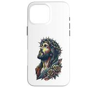 Jésus Christ Couronne Épines Roses Rouges Religieuse Foi Sauveur Coque pour iPhone 16 Pro Max