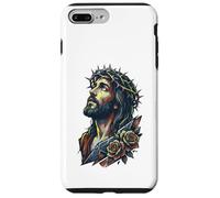 Jésus Christ Couronne Épines Roses Rouges Religieuse Foi Sauveur Coque pour iPhone 7 Plus/8 Plus