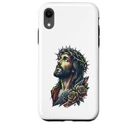 Jésus Christ Couronne Épines Roses Rouges Religieuse Foi Sauveur Coque pour iPhone XR
