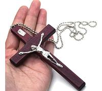 通用 Jésus Christ Croix Statue Collier Jesus Christ Collier Homme Croix Jesus Croix de Jesus Homme Collier Croix en Bois Jésus Christ pour Homme en Acier Inoxydable Collier Pendentif Collier Croix
