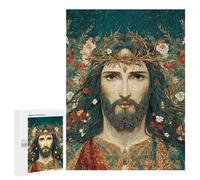 Jesus Christ Crown Flowers Art Puzzle 1000 Pièces Educa Jouet en Bois Cadeau Unique Décoration Intérieure Jeu Éducatif Challenge Toy Adultes Et Enfants À Partir De 14 Ans 500 PCS