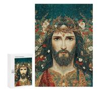 Jesus Christ Crown Flowers Art Puzzle 300 Pièces Educa Jouet en Bois Cadeau Unique Décoration Intérieure Jeu Éducatif Challenge Toy Adultes Et Enfants À Partir De 14 Ans 300 PCS