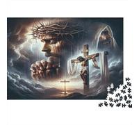 Jésus Christ Crucifixion Casse-tête 1000 Pièces avec Découpe Précise, Jeu De Puzzle Classique activité Zen pour Une Décoration Murale, Idée Cadeau Anniversaire 38x26cm/1000pcs