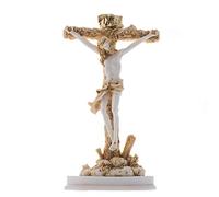 Jésus Christ de Nazareth - Son de Dieu - Crucifix - Statue chrétienne en albâtre - Doré - 22,9 cm