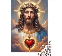 Jesus Christ Divine 1000Pc Puzzle for Adults & Kids Jesus Crowned Sacred Heart Fun Present & Activity for Home Age 12 Years Up 70x50cm 1000pcs