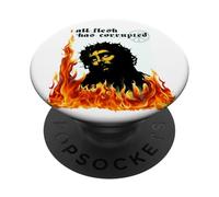 Jésus Christ Feu Péché originel Bible TxRxP Dieu Métalleux PopSockets PopGrip Adhésif