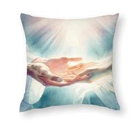 Jésus Christ Healing Hands Impression aquarelle, Jésus tenant la main deuil, maladie, espoir, foi, peinture, taie d'oreiller en polyester et taie d'oreiller, style textiles de maison 80 x 80 cm