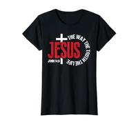 Jésus Christ Jean 14:6 Écriture Foi Design T-Shirt Graphique avec Valeur, Femme, Noir, M