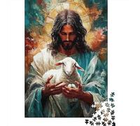 Jesus Christ Lamb Puzzle en Pièces Catholic Faith Décoration 1000 Pièces Papier Recyclé pour Femmes, Cadeaux pour Hommes Puzzle en Pièces Jeu Éducatif Et Stimulant 70x50cm/1000pcs