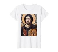 Jésus-Christ Pantocrator Icône du monastère Sainte-Catherine T-Shirt Graphique avec Valeur, Femme, Blanc, L