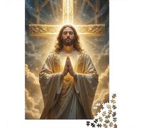 Jesus Christ Prayer 1000 Piece Jigsaw Puzzle Jesus Praying Before Cross for Adults Teens Educational Game Decompression 38x26cm 1000pcs