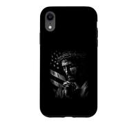 Jésus Christ priant Couronne d'épines Drapeau USA Coque pour iPhone XR