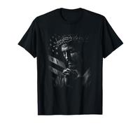 Jésus Christ priant Couronne d'épines Drapeau USA T-Shirt