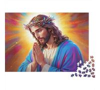 Jésus Christ prière Casse-tête 1000 Pièces avec Découpe Précise, Jeu De Puzzles en Lot activité Zen pour La Décoration De Bureau, Idée Cadeau Anniversaire 38x26cm/1000pcs