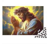 Jésus Christ prière Puzzle 1000 Pièces Adulte en Carton Recyclé, Jeu De Puzzle Premium rééducation Cognitive pour Une Activité Cocooning, Cadeau Fête des Mères/Pères 52x38cm/1000pcs