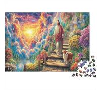 Jesus Christ Puzzle À Assembler 1000 Pièces Matériau Recyclable Dog Companion Adulte Puzzles Temps De Jeu en Famille Props Intéressant Jeu De Famille for Home 38x26cm/1000pcs