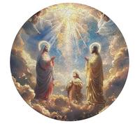Jésus Christ Religion Rond Puzzle 195 Pièces pour Conviction Faith Adultes Enfants Forme d'animal Célébrités Réduction du Stress Décoration Murale Jeu Éducatif Jouets Défi 195 PCS