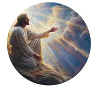 Jésus Christ Religion Rond Puzzle 68 Pièces Conviction Faith Adultes Enfants Forme d'animal Célébrités Classique Design Unique Activité Familiale Jeu Éducatif Jouets Défi 68 PCS