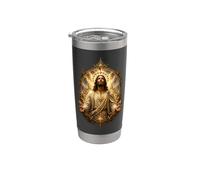 Jésus-Christ, roi céleste, icône catholique, foi Gobelet isotherme en acier inoxydable double paroi