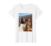 Jésus Christ Selfie Deux Poissons et Cinq Miches de Pain T-Shirt Graphique avec Valeur
