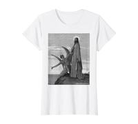 Jésus-Christ Tentation de Satan Wilderness par Gustave Dore T-Shirt Graphique avec Valeur, Femme, Blanc, S