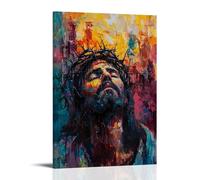 Jésus Close Your Eyes Thorn Ring Look Up Art mural Impression photo moderne Décoration de chambre familiale 60 x 90 cm