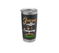 Jesus Coffee And Camping Cafeine Barista Camp Lover Gobelet isotherme en acier inoxydable double paroi