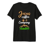 Jesus Coffee and Camping Cafeine Barista Camp Lover T-Shirt Haut de Gamme