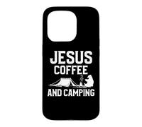 Jesus Coffee and Camping Hiking Camper Adventure Nature Coque pour iPhone 15 Pro