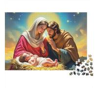 Jésus Coffret de 1000pcs pour Adultes et Adolescents Marie et Joseph auprès de l'enfant Jésus dans la crèche. Carton recyclé de qualité supérieure. Idée 70x50 cm/1000pcs