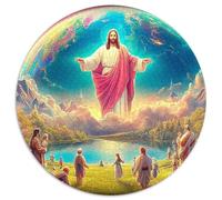Jésus Comforts 1000 Pièces Puzzle Circulaire Puzzle Adulte pour Enfants Puzzle Familial Jeu D'Intelligence Décoration pour Enfants Cadeau 1000pcs (67.5x67.5cm)