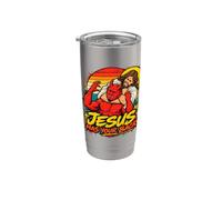 Jésus contre Satan - Mème chrétien drôle Gobelet isotherme en acier inoxydable double paroi
