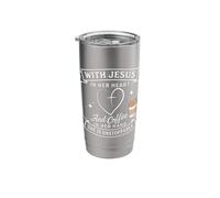 Jésus dans son cœur et café à la main la rendent imparable Gobelet isotherme en acier inoxydable double paroi