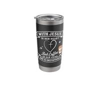 Jésus dans son cœur et café à la main la rendent imparable Gobelet isotherme en acier inoxydable double paroi