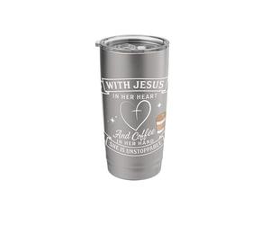 Jésus dans son cœur et café à la main la rendent imparable Gobelet isotherme en acier inoxydable double paroi