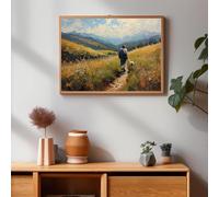 Jésus dans un champ de fleurs | Toile murale | Peinture de Jésus | Art religieux du Bon Pasteur | Décoration murale chrétienne (40 x 60 cm, sans cadre)
