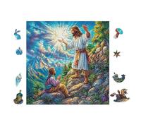 Jésus Debout aux Bras Ouverts 100 Pieces Casse-tête Adolescent en Voitureton Rigide Difficulté Moyenne Activité ÉduChative Cadeau Fête des Mères Haute Qualité Premium 28x28cm