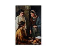 Jésus debout entre Martha et Mary, un occupé avec devoir, l'autre silencieux dans la crainte, comme le temps semble faire une pause autour d'eux. Décoration murale contemporaine - Poster décoratif à