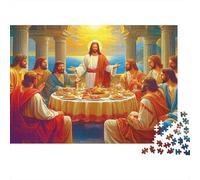 Jésus dernière Cène Puzzle 1000 Pièces en Carton Épais Et Robuste, Jeu De Puzzle Classique Maintenir De La Mémoire pour Une Soirée Entre Amis, Ambiance Cocooning Hiver 38x26cm/1000pcs