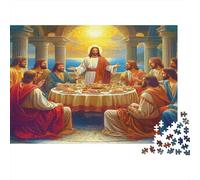 Jesus Dernière scène du dîner 1000 Pièces Carton Épais Puzzle Classique Senior Jigsaw Enthusiastes Difficile Défiant Décoration Murale Pack De Valeur 38x26cm/1000pcs