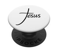 Jésus Dieu Croix Typographie Moderne Chrétien Foi Art PopSockets PopGrip Adhésif